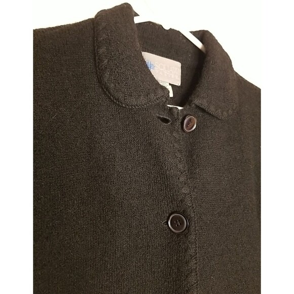 Vintage Squaw Valley Women's Medium Button 100% Wool Sweater Black Cardigan T31 - Picture 3 of 7